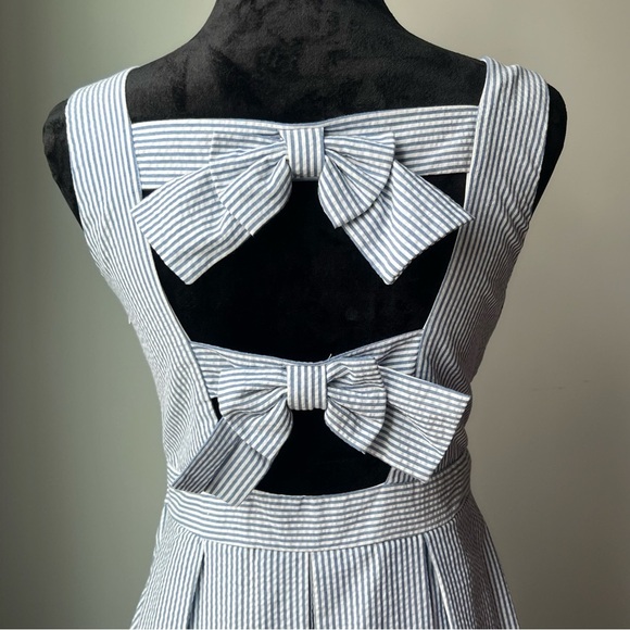 B Darlin Blue & White Pleated A-Line Sundress - Size 9/10 - Picture 13 of 15